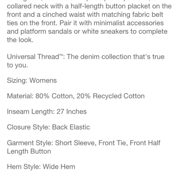 Universal Thread Women’s Short Sleeve button front boiler suit cream size 4 NWT - Picture 4 of 7